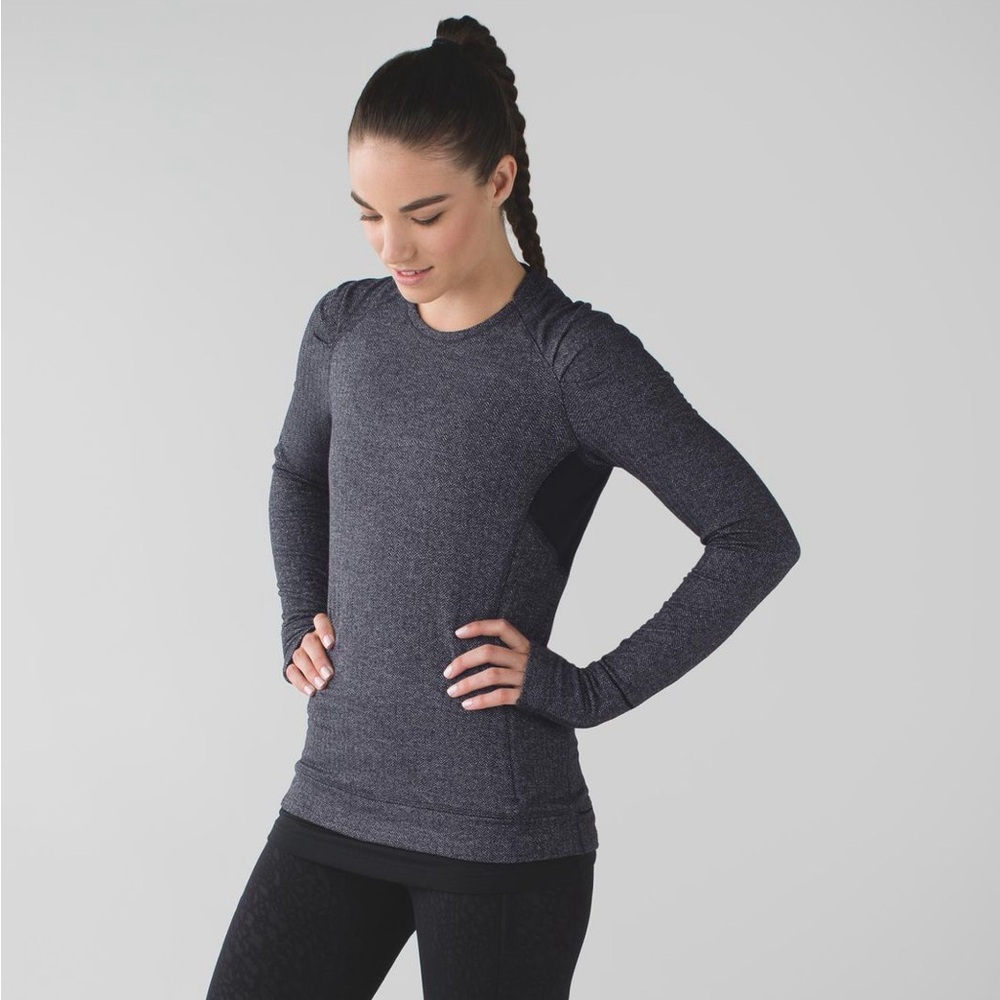 lululemon athletica Think Fast Long Sleeve Shirt in Heathered Herringbone Rulu